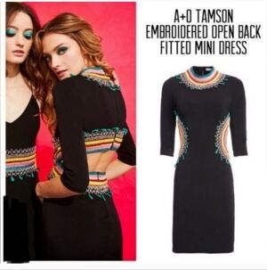 Alice + Olivia Tamson Embroidered Fitted Open Back Mini Dress Size 2